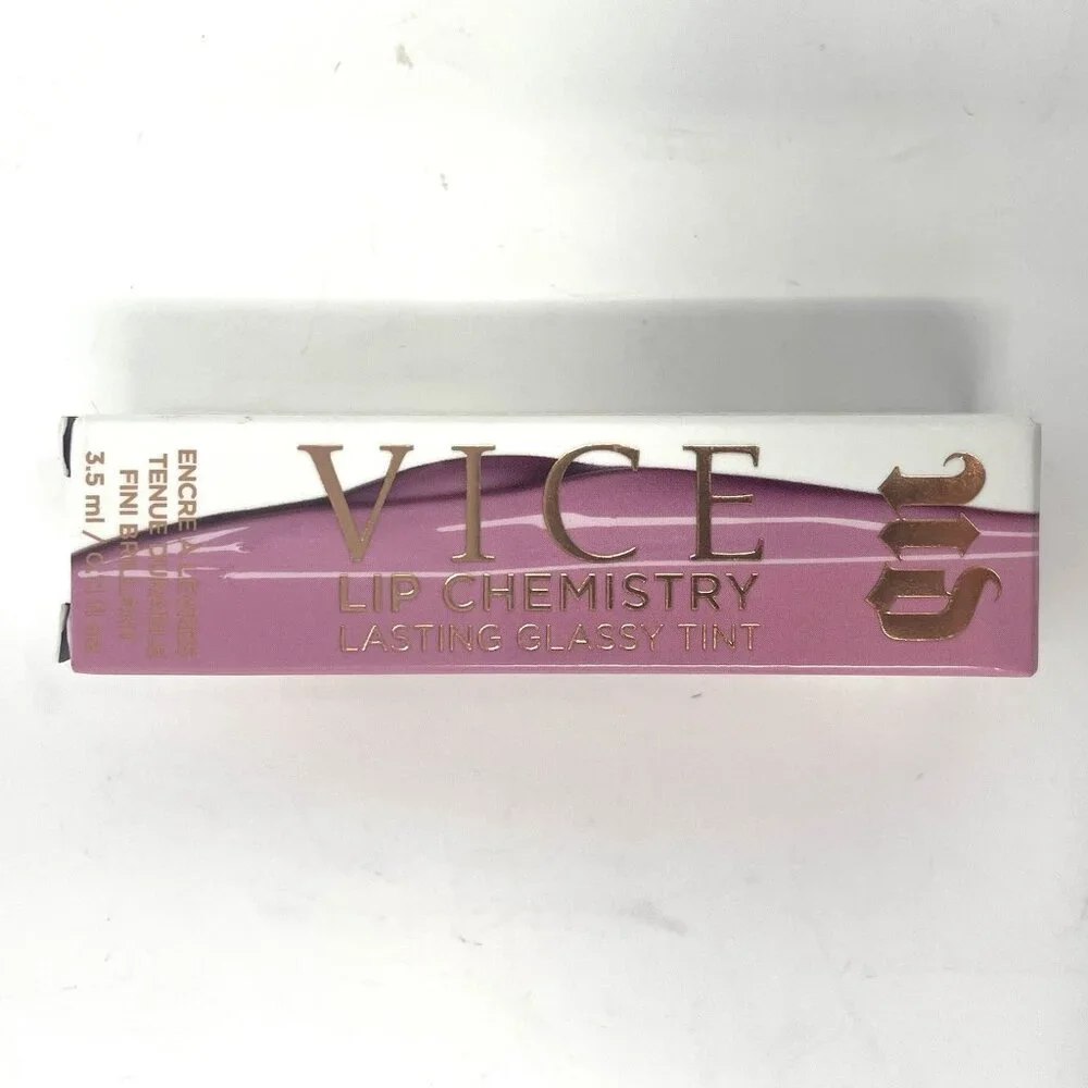BNIB Urban Decay Vice Lip Chemistry Lasting‎ Glassy Tint Pink Slip Stay Naked